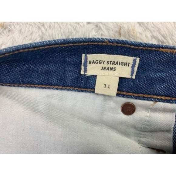 Madewell Size 31 Womens Jeans Baggy Straight Dark Wash High Rise - Picture 3 of 4